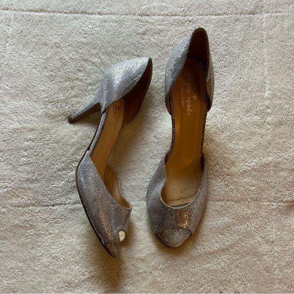 Silver Sparkly Kate Spade Heels - Picture 1 of 6